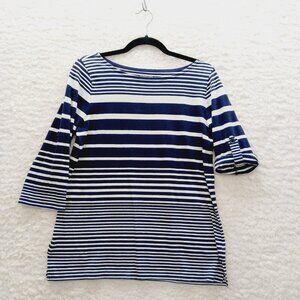T-Shirt Size M Navy Stripe Sailorcore Resort Cruise Coastal Grandma Nautical Y2K